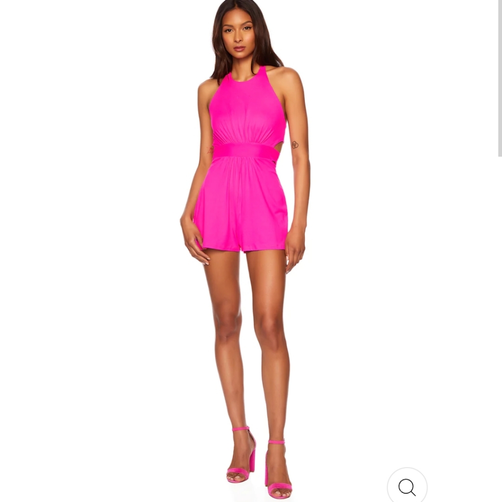 Susana Monaco High Halter Romper In Pink Glo Nwt Size S